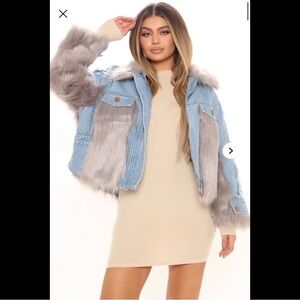 Are You Fur Real Denim Jacket Fashion Nova Size XS Runs Large! NWOT